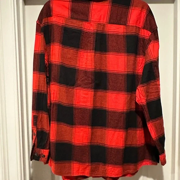 Ava & Viv Plus Size 1X Red Plaid Flannel Button-Down Shirt Long Sleeve - Picture 3 of 4